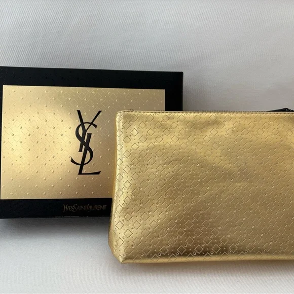 YSL Beaute Gold Pouch with 3 Lipstick Minis